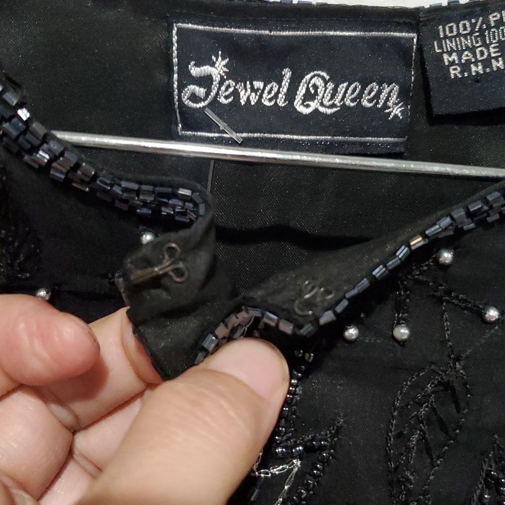 Black Leaf Pattern Long Coat - image 5